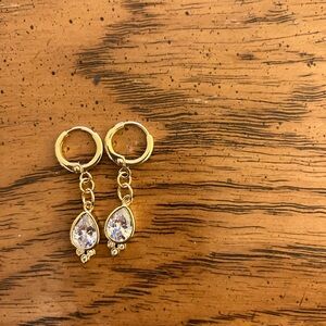 Elegant Gold Drop Huggies Earrings